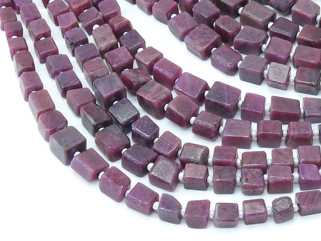 Natural Ruby Bead-Smooth Polished-Cube Box Tumble Nugget-8Inch 5X4To9X8MM Approx-For Making Jewelry-Handmade Stone TU4