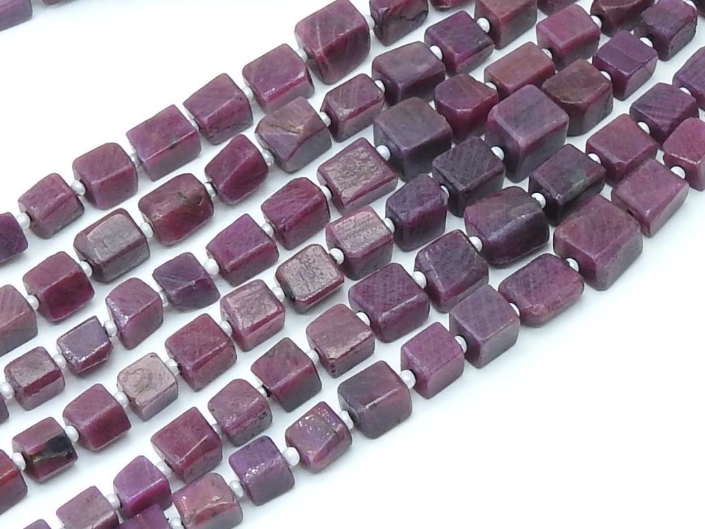 Natural Ruby Bead-Smooth Polished-Cube Box Tumble Nugget-8Inch 5X4To9X8MM Approx-For Making Jewelry-Handmade Stone TU4