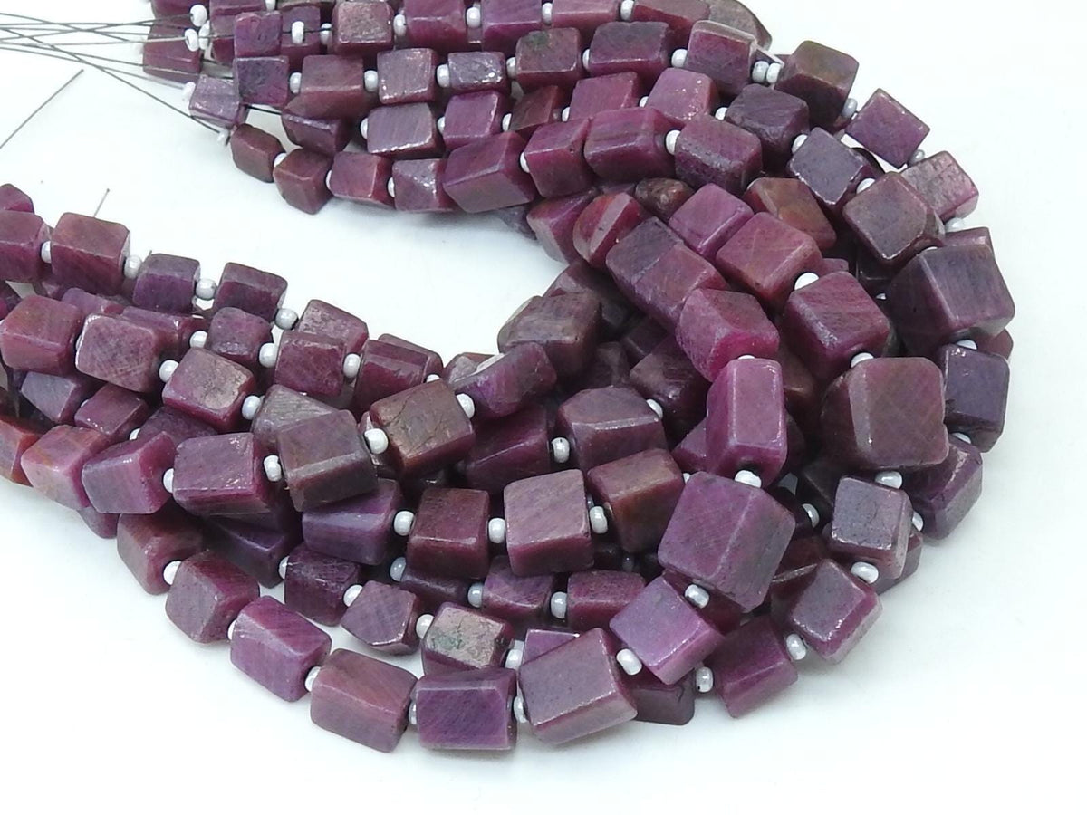Natural Ruby Bead-Smooth Polished-Cube Box Tumble Nugget-8Inch 5X4To9X8MM Approx-For Making Jewelry-Handmade Stone TU4