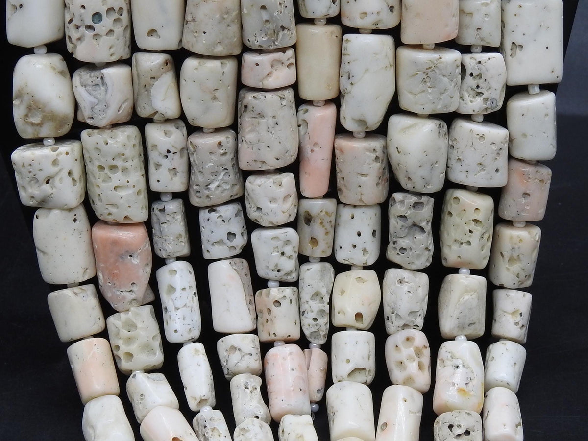 Natural White Coral Smooth Tube Beads 8 Inch Strand 10x6-20x10mm Jewelry Making Supplies