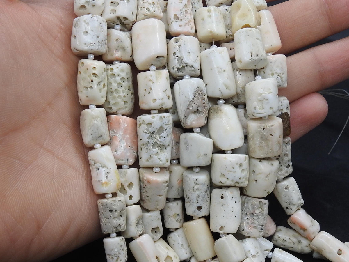 Natural White Coral Smooth Tube Beads 8 Inch Strand 10x6-20x10mm Jewelry Making Supplies