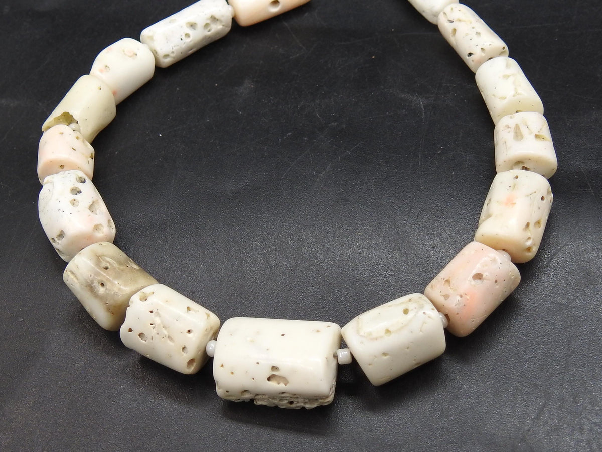 Natural White Coral Smooth Tube Beads 8 Inch Strand 10x6-20x10mm Jewelry Making Supplies