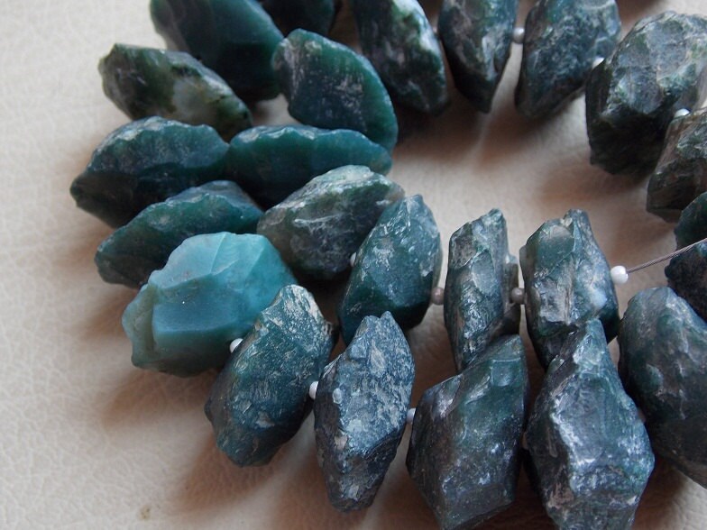 Green Moss Agate Hammered Bead Rough 12 Inches Strand Raw Disk Shape Loose Stone 15mm to 20mm Wholesaler New Arrival Jewelry Making Supplies