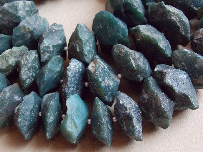 Green Moss Agate Hammered Bead Rough 12 Inches Strand Raw Disk Shape Loose Stone 15mm to 20mm Wholesaler New Arrival Jewelry Making Supplies