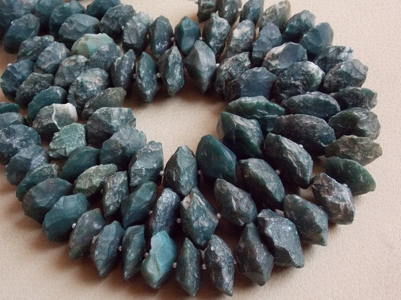 Green Moss Agate Hammered Bead Rough 12 Inches Strand Raw Disk Shape Loose Stone 15mm to 20mm Wholesaler New Arrival Jewelry Making Supplies