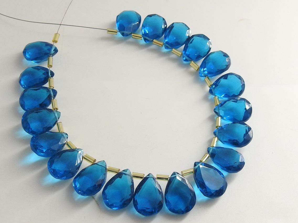 Quartz Teardrop Faceted Gemstone Beads, 15x10mm Polished Quartz Pair for Earrings, Loose Stone Wholesale Craft Supplies, 10 Pcs