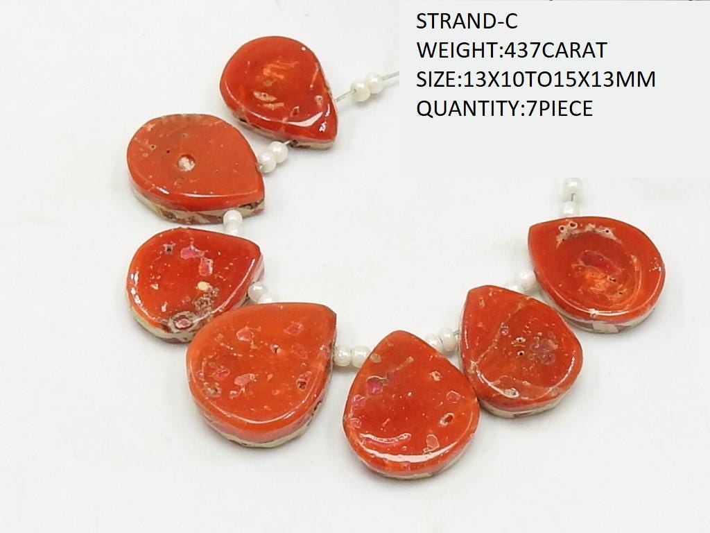 Red Coral Bead Doublet Stone Smooth Polished Fancy Shape Briolette Handmade Loose Natural Gemstone Jewelry Making Supply Component Craft