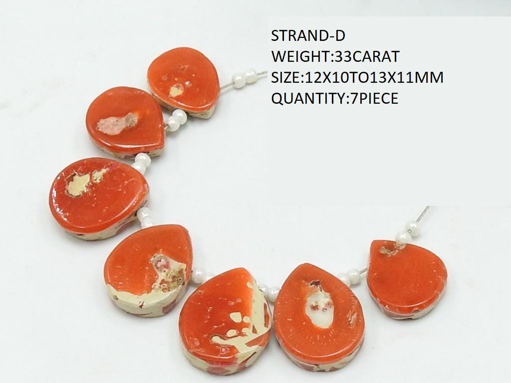 Red Coral Bead Doublet Stone Smooth Polished Fancy Shape Briolette Handmade Loose Natural Gemstone Jewelry Making Supply Component Craft