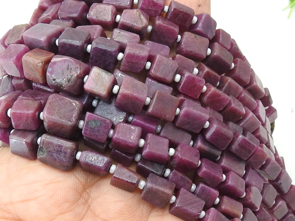 Natural Ruby Bead-Smooth Polished-Cube Box Tumble Nugget-8Inch 5X4To9X8MM Approx-For Making Jewelry-Handmade Stone TU4