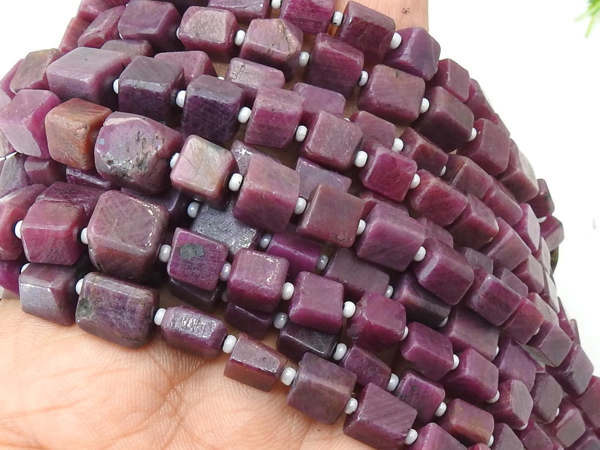 Natural Ruby Bead-Smooth Polished-Cube Box Tumble Nugget-8Inch 5X4To9X8MM Approx-For Making Jewelry-Handmade Stone TU4