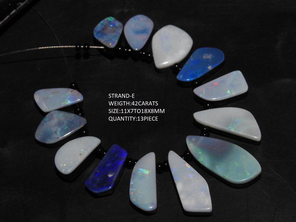 Australian Opal Bead, Doublet Multi Fire Smooth Polished Fancy Shape, Sideway Drill Cabochon Briolette, Natural Stone Jewelry Making Supply