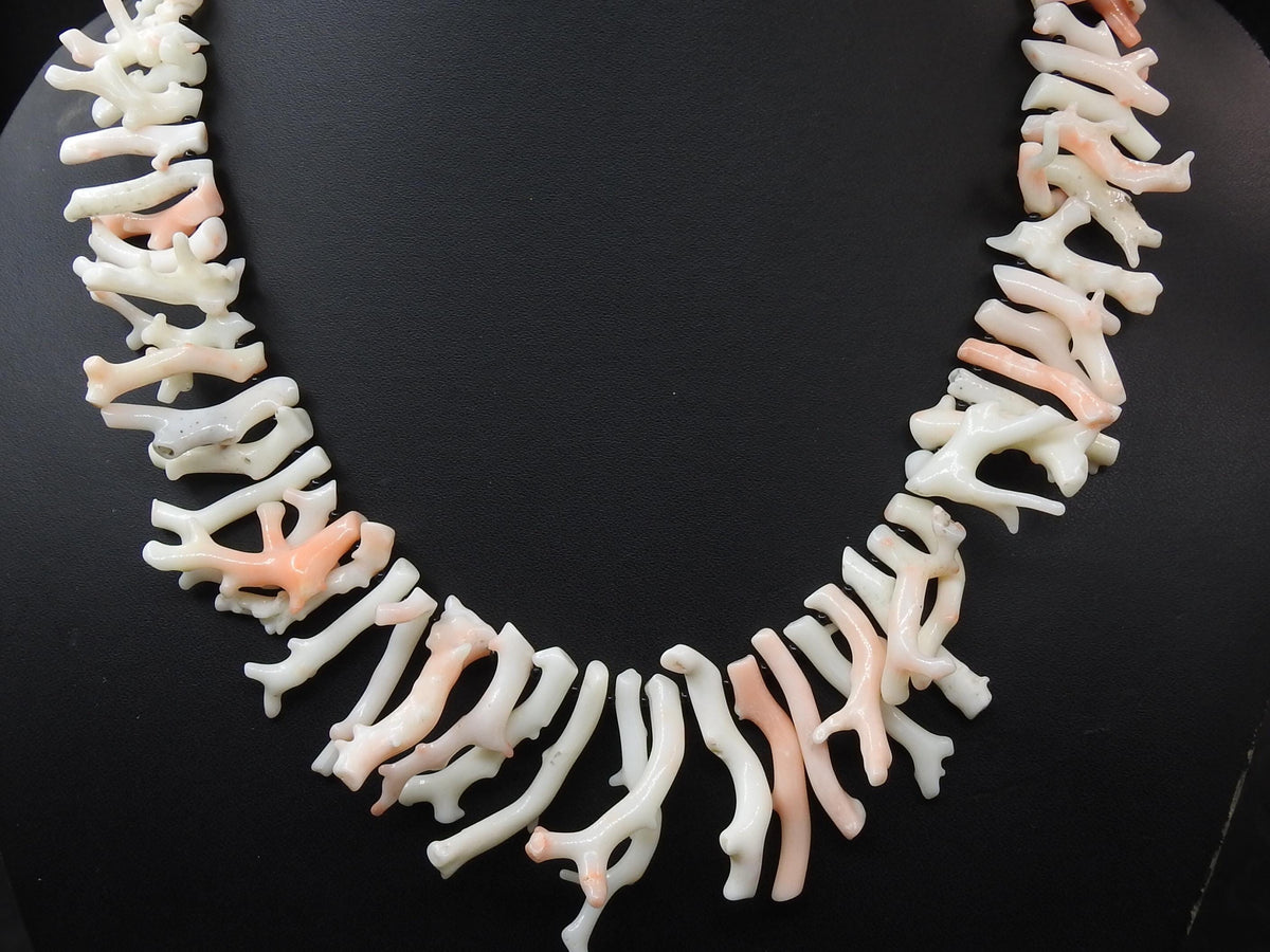 Natural White Coral Rough Branch Beads, Side Drilled Stick Spikes, 16" Strand 18x4-30x4mm, DIY Gemstone Jewelry Making Supplies BK-CR1