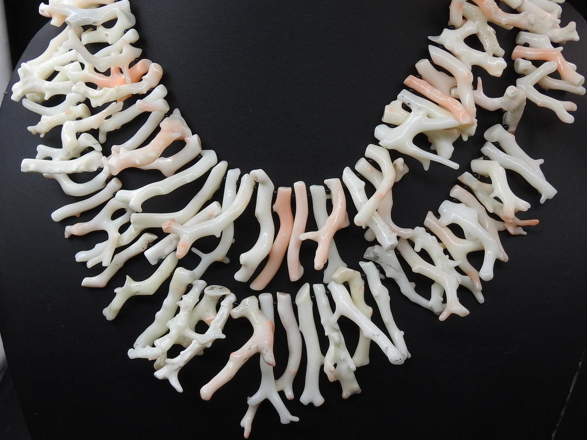 Natural White Coral Rough Branch Beads, Side Drilled Stick Spikes, 16" Strand 18x4-30x4mm, DIY Gemstone Jewelry Making Supplies BK-CR1
