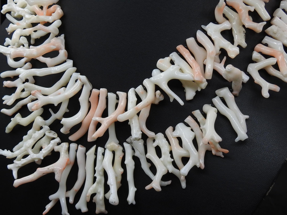 Natural White Coral Rough Branch Beads, Side Drilled Stick Spikes, 16" Strand 18x4-30x4mm, DIY Gemstone Jewelry Making Supplies BK-CR1