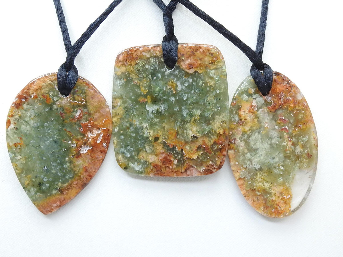 Garden Quartz Cabochon Pendant-3MM Front Drilled-40-50MM Long Approx-Smooth Polished-Mixed Shape-Handmade Loose Stone-For Making Jewelry