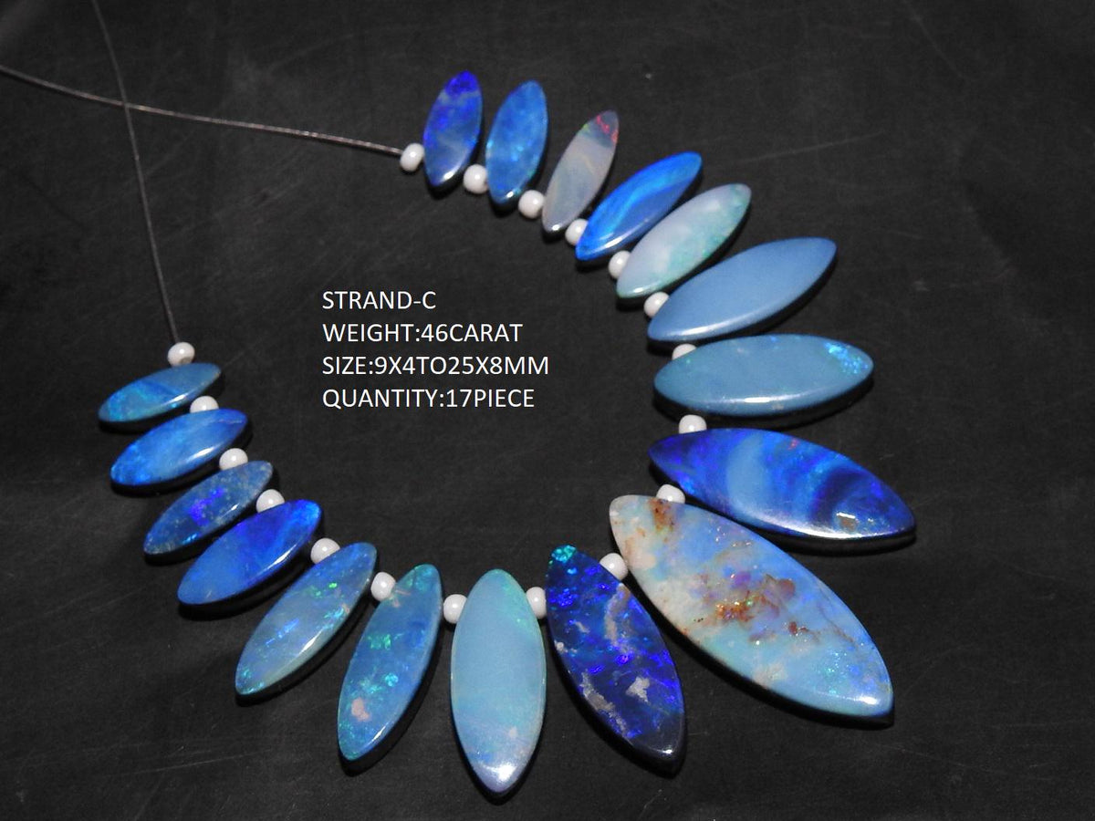 Australian Opal Doublet Marquise Beads, Multi Fire Smooth Polished Top Side Drilled Loose Gemstone, Handmade Jewelry Supplies Wholesale MS