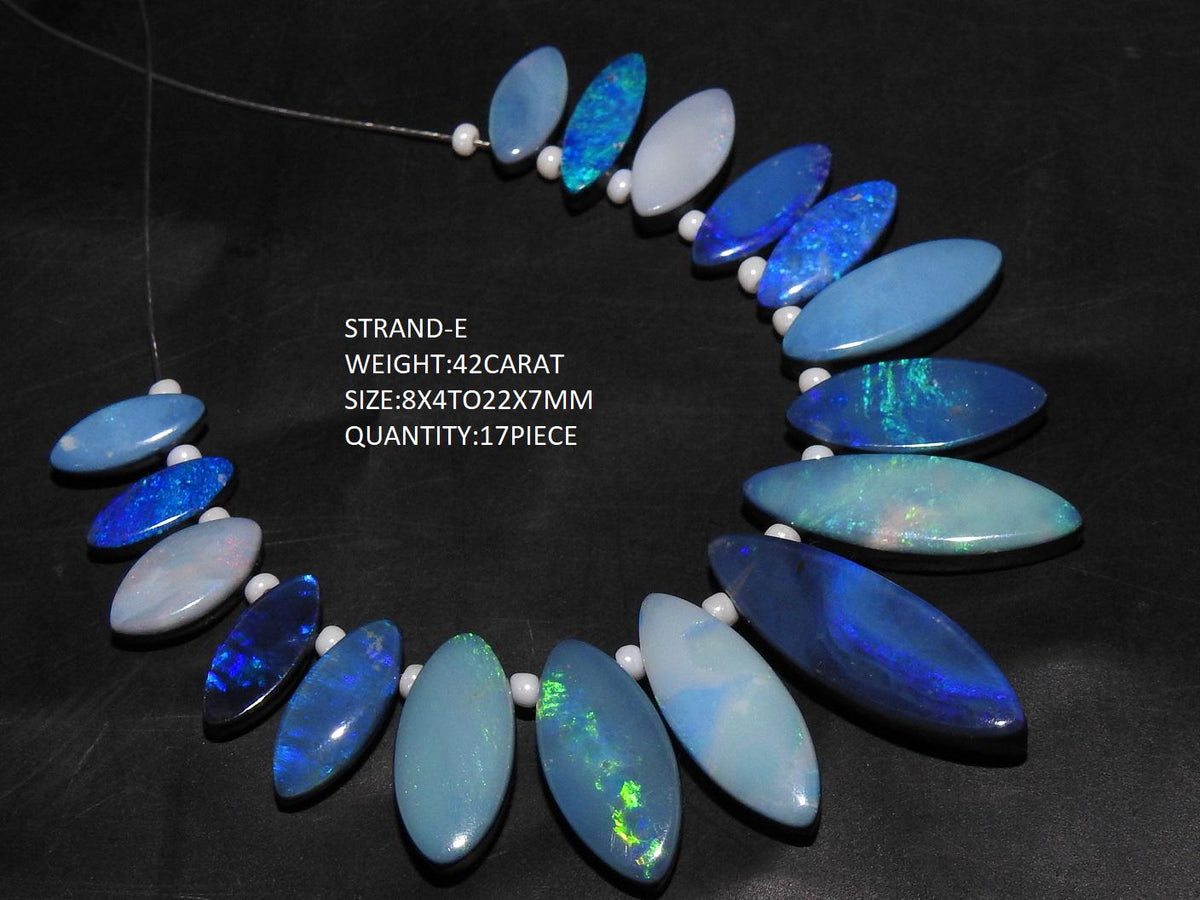 Australian Opal Doublet Marquise Beads, Multi Fire Smooth Polished Top Side Drilled Loose Gemstone, Handmade Jewelry Supplies Wholesale MS