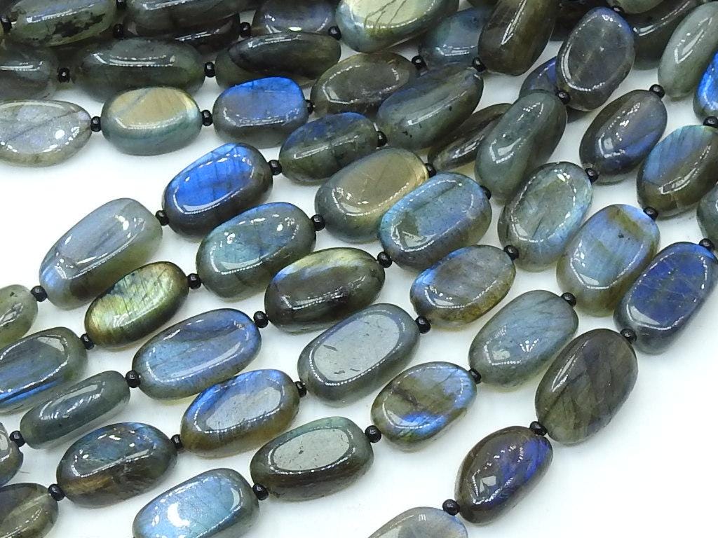 Labradorite Tumble Bead Multi Fire Smooth Polished 8Inch Strand 12To16MM Long Approx Natural Stone Gemstone Jewelry Making Loose Spacer DIY