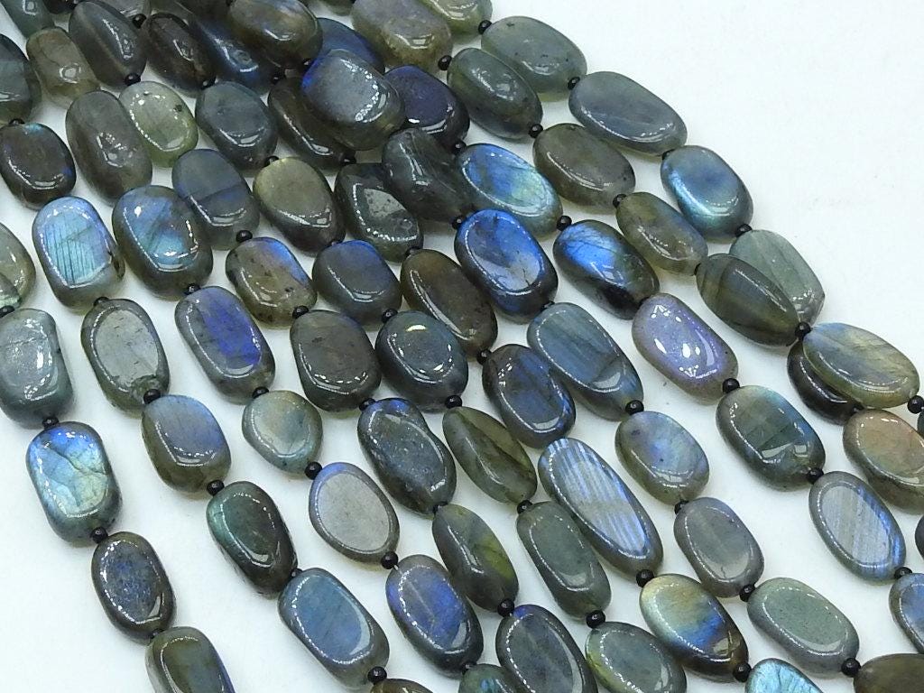 Labradorite Tumble Bead Multi Fire Smooth Polished 8Inch Strand 12To16MM Long Approx Natural Stone Gemstone Jewelry Making Loose Spacer DIY