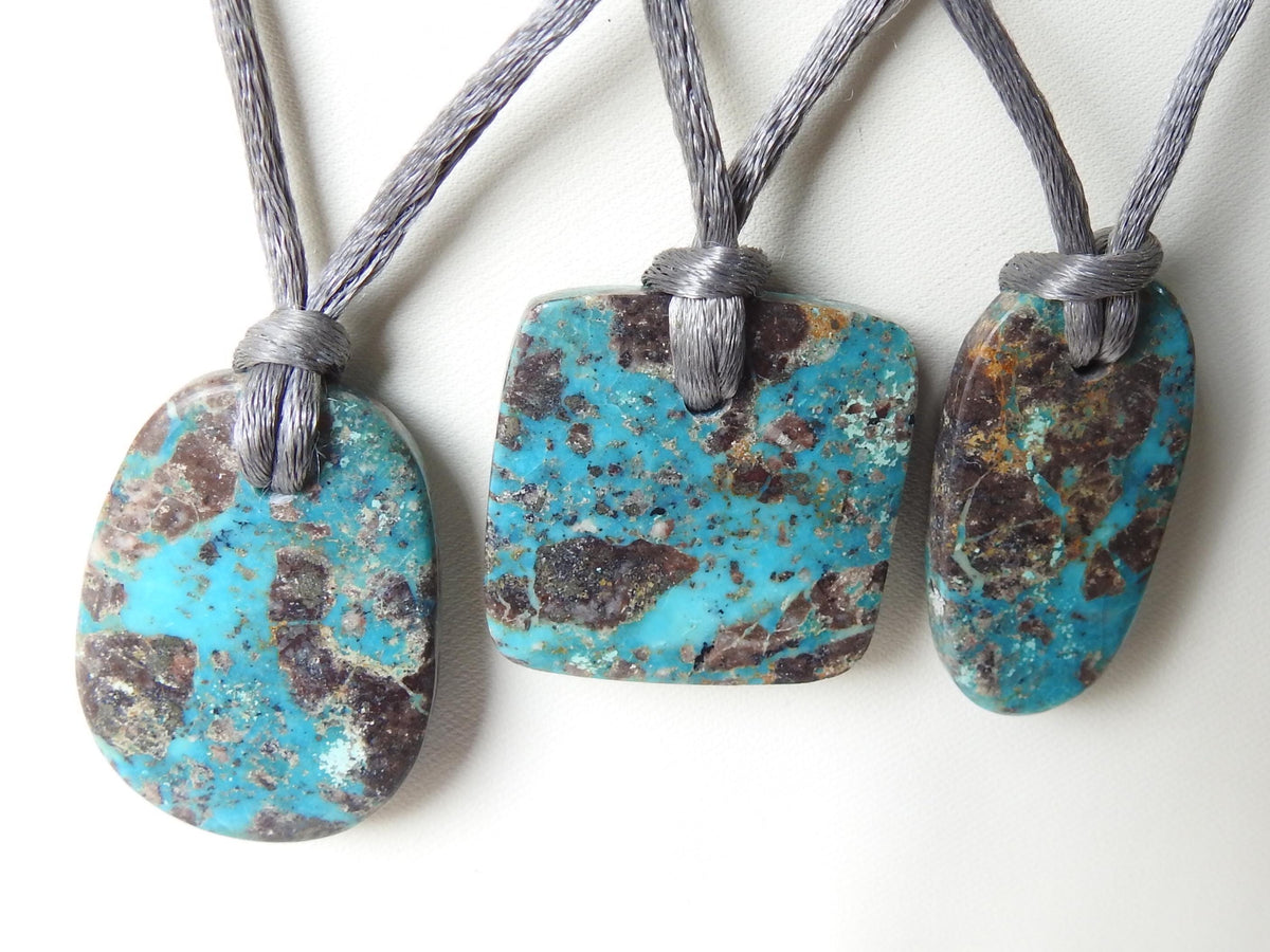 Arizona Turquoise Front Drilled Pendant-Natural Gemstone-Smooth Polished-Fancy Shape-Handmade Loose Stone-30-40MM Long Approx