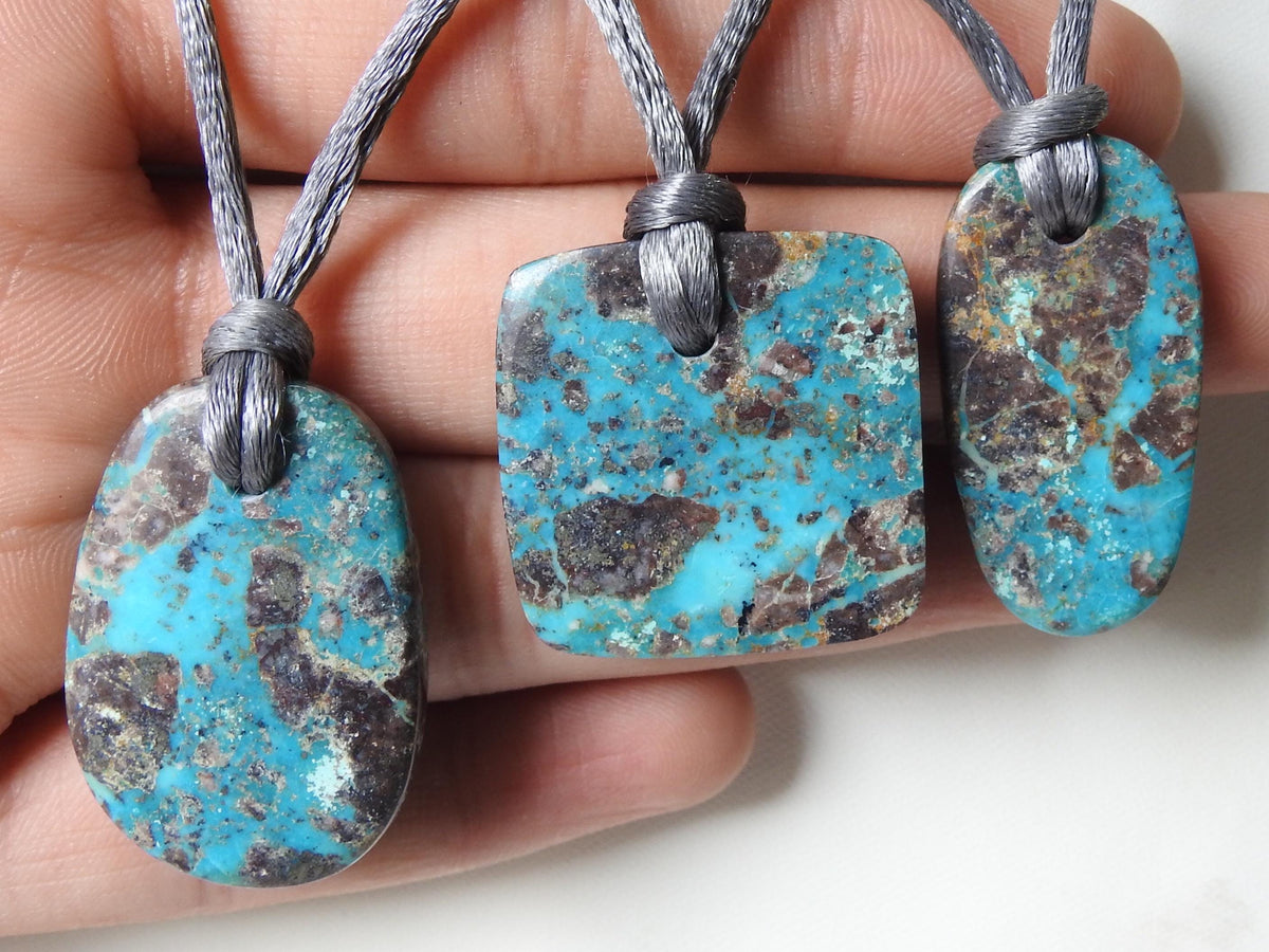 Arizona Turquoise Front Drilled Pendant-Natural Gemstone-Smooth Polished-Fancy Shape-Handmade Loose Stone-30-40MM Long Approx