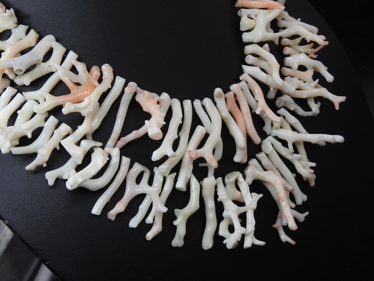 Natural White Coral Rough Branch Beads, Side Drilled Stick Spikes, 16" Strand 18x4-30x4mm, DIY Gemstone Jewelry Making Supplies BK-CR1