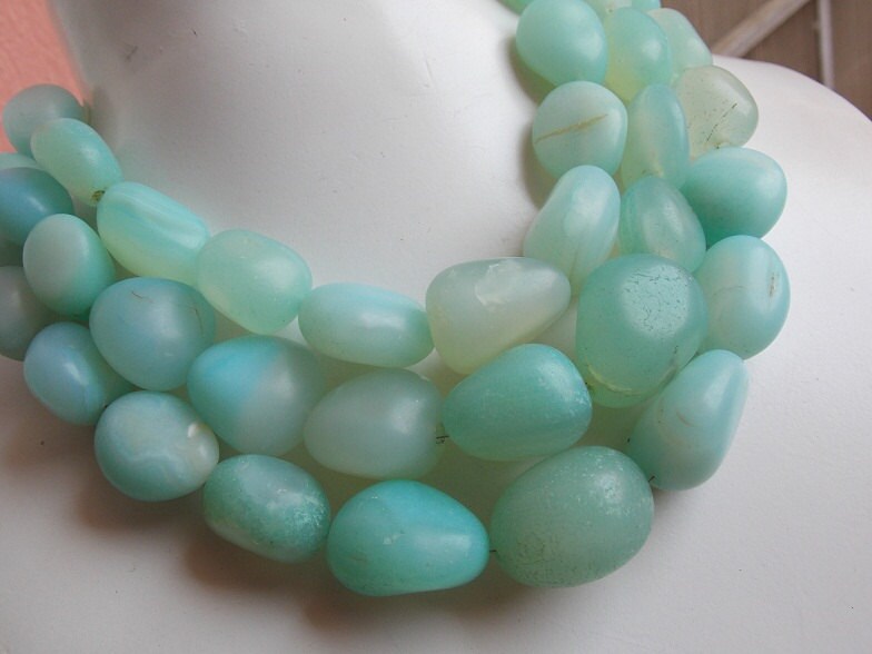 Aqua Blue Chalcedony Tumble Nugget Smooth Matte Polished 10 Inch 15-28MM Approx Loose Beads Wholesale Jewelry Making Supply New Arrival TU2