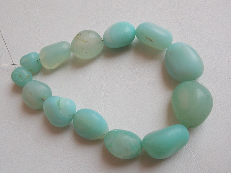 Aqua Blue Chalcedony Tumble Nugget Smooth Matte Polished 10 Inch 15-28MM Approx Loose Beads Wholesale Jewelry Making Supply New Arrival TU2