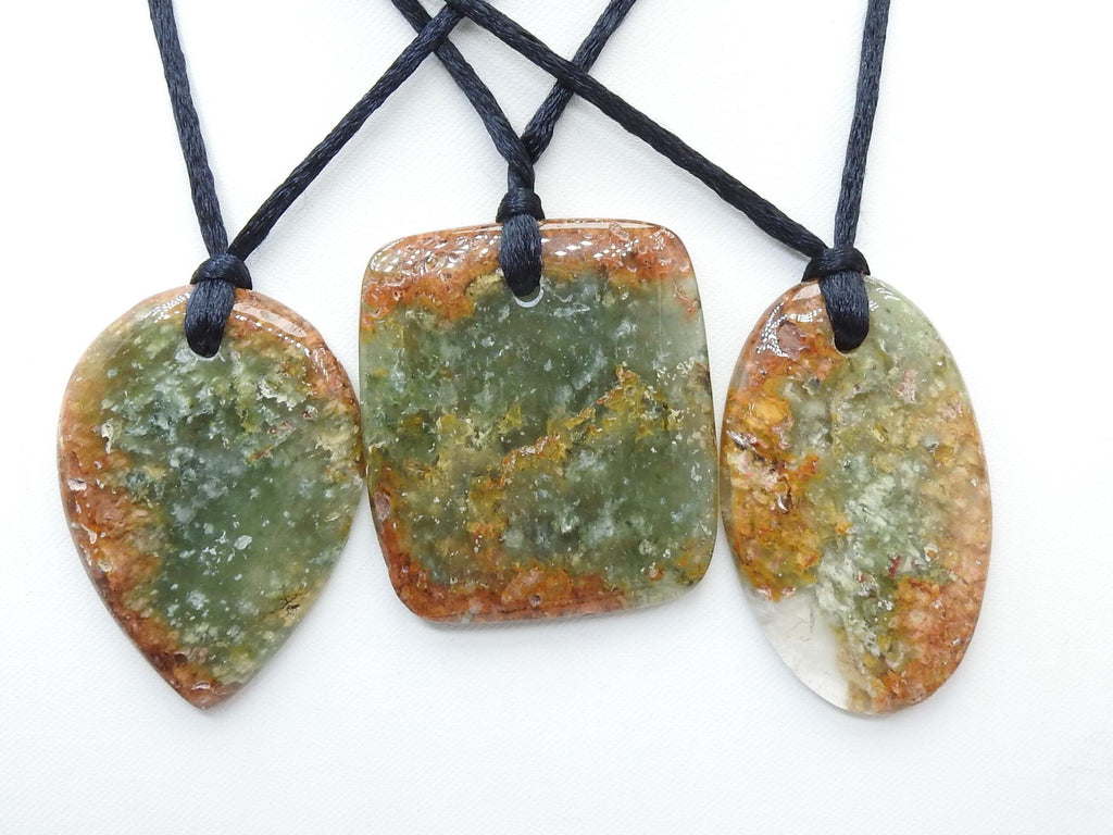 Garden Quartz Cabochon Pendant-3MM Front Drilled-40-50MM Long Approx-Smooth Polished-Mixed Shape-Handmade Loose Stone-For Making Jewelry