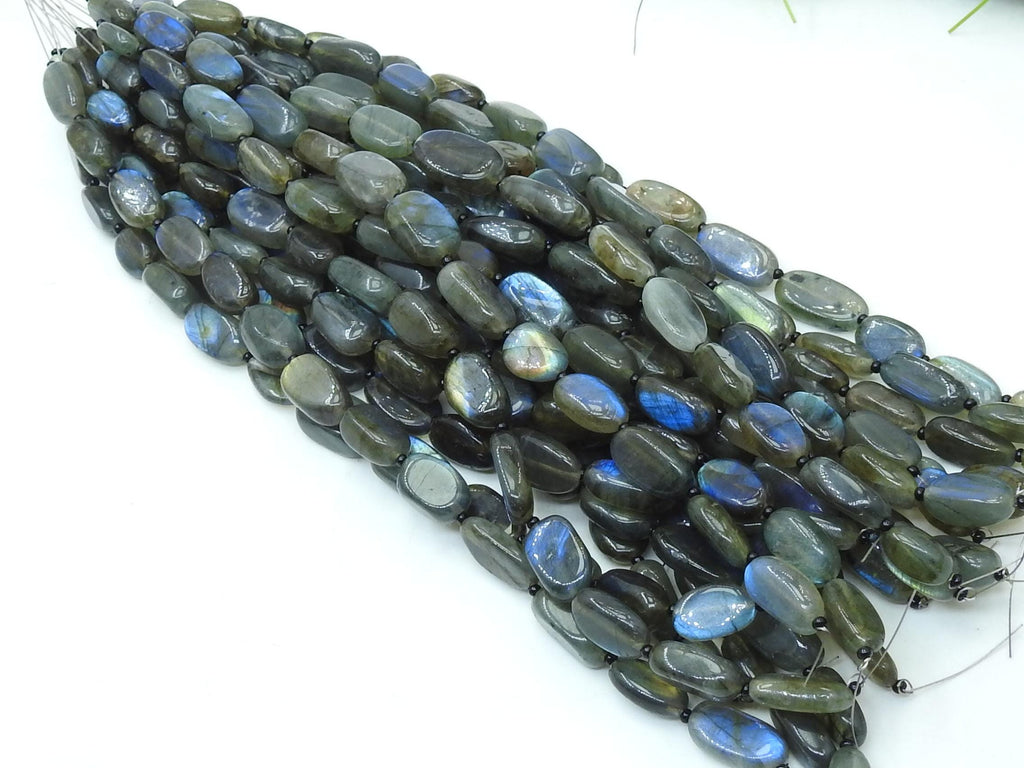 Labradorite Tumble Bead Multi Fire Smooth Polished 8Inch Strand 12To16MM Long Approx Natural Stone Gemstone Jewelry Making Loose Spacer DIY