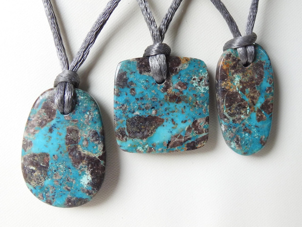 Arizona Turquoise Front Drilled Pendant-Natural Gemstone-Smooth Polished-Fancy Shape-Handmade Loose Stone-30-40MM Long Approx