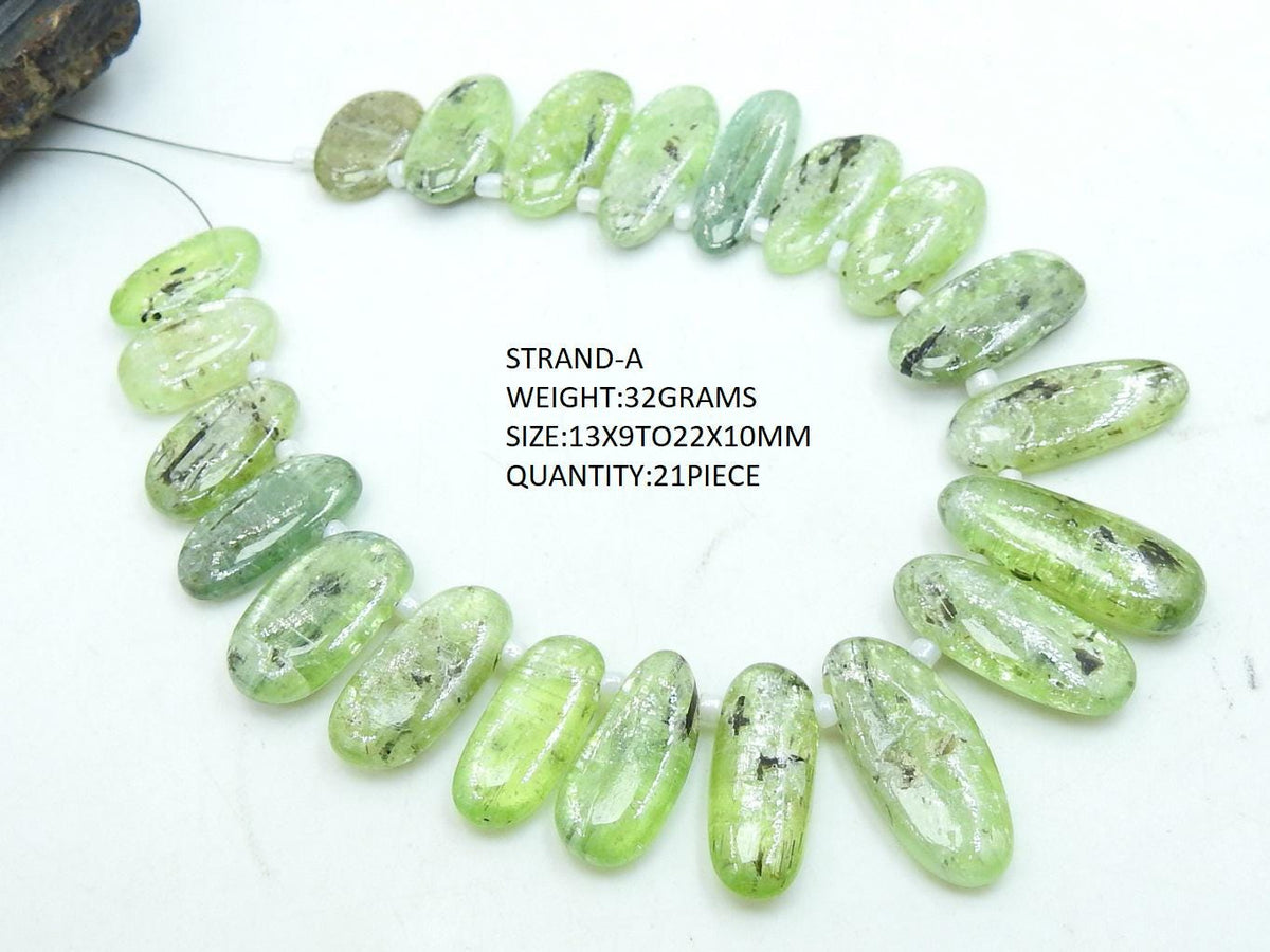 Natural Green Kyanite Smooth Fancy Shape Cabochon Briolette Loose Gemstone For Making Jewelry BR9