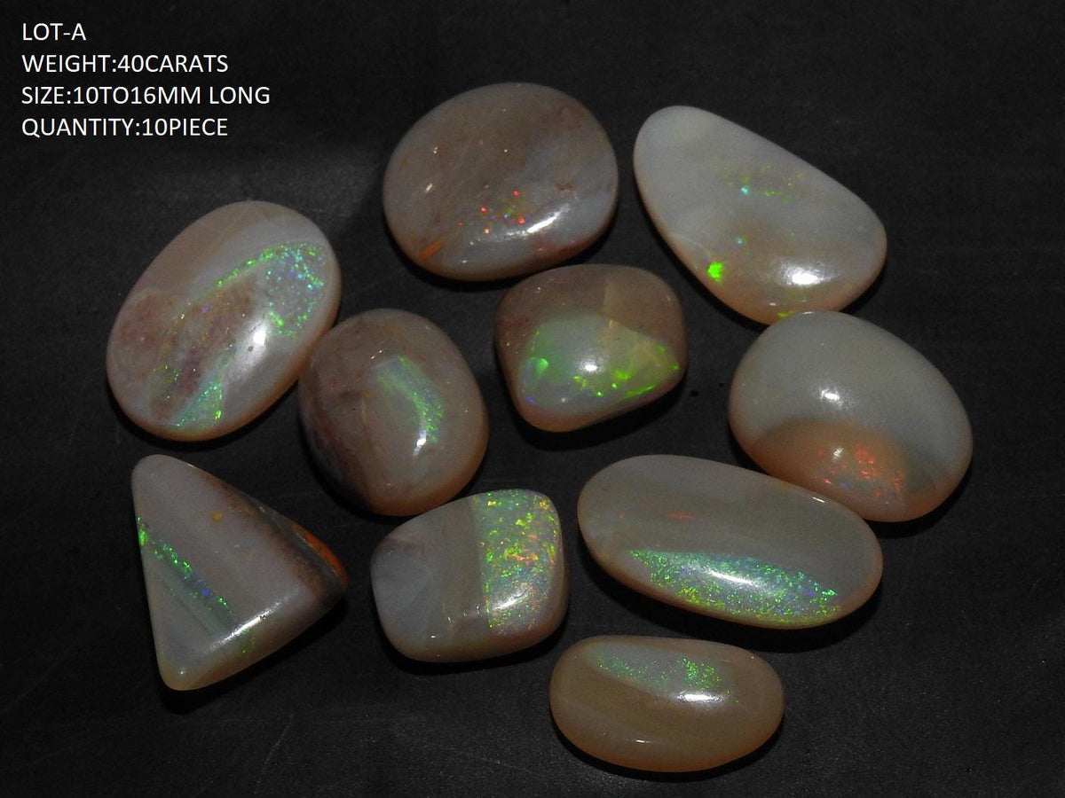Natural Australian Opal Cabochons, Fancy Shape Multi Fire Flashy Gemstone, Polished Loose Wholesale Stone Lot, DIY Jewelry Supply