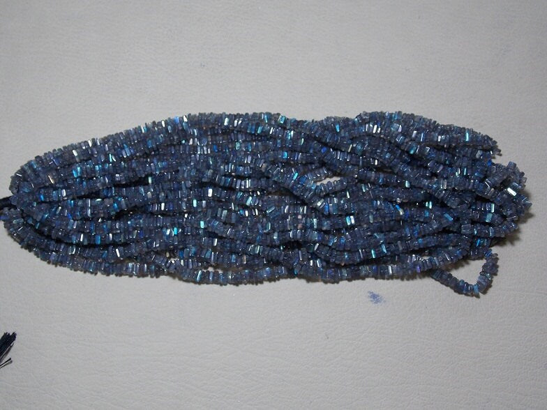 Labradorite Multi Fire Smooth Heishe Bead Square Cushion 16Inches Strand Handmade Loose Stone Wholesaler Supplies PME-H1
