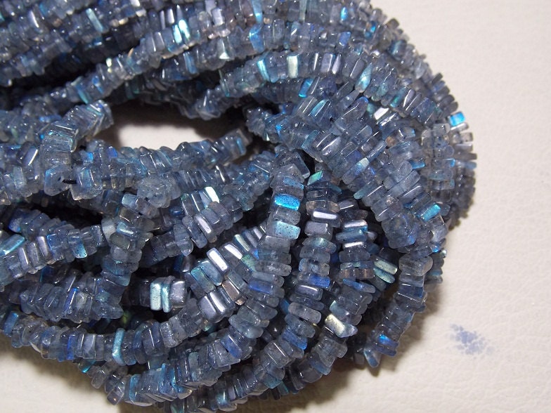 Labradorite Multi Fire Smooth Heishe Bead Square Cushion 16Inches Strand Handmade Loose Stone Wholesaler Supplies PME-H1