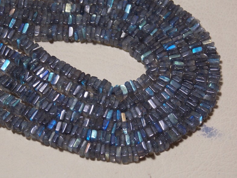Labradorite Multi Fire Smooth Heishe Bead Square Cushion 16Inches Strand Handmade Loose Stone Wholesaler Supplies PME-H1
