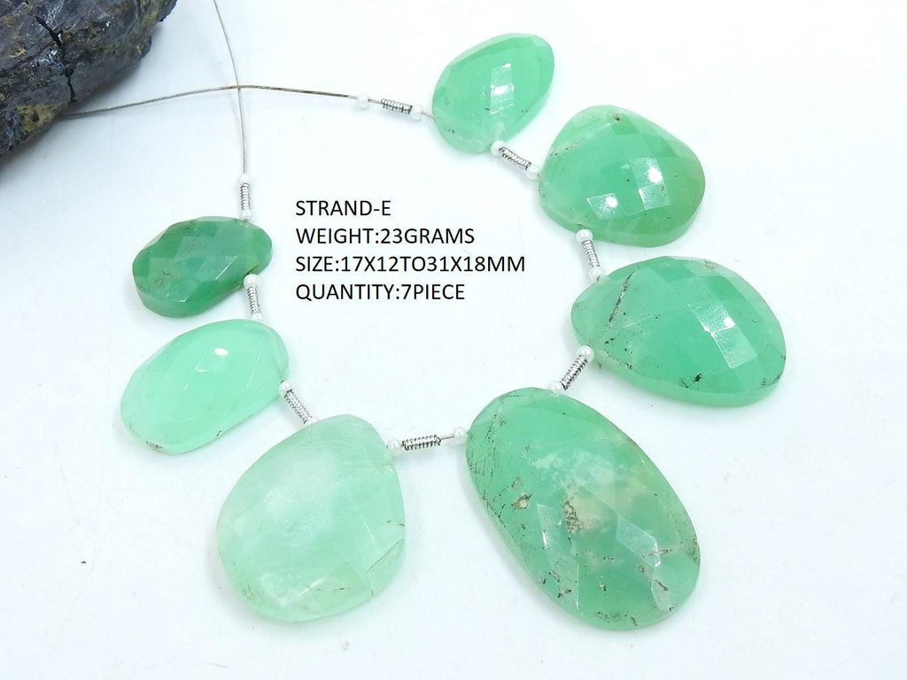 Wholesale Natural Chrysoprase Briolette Strand, Faceted Fancy Shape Cabochon Stone for Crafting
