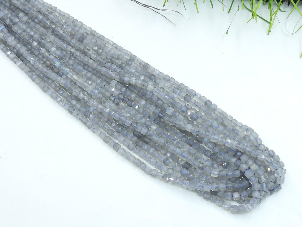 Labradorite Faceted Cube Box Bead-15Inch 4MM Approx-Wholesaler Supplies-New Arrival-Natural Stone PME-CB2