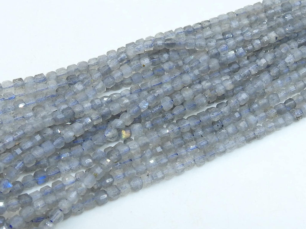 Labradorite Faceted Cube Box Bead-15Inch 4MM Approx-Wholesaler Supplies-New Arrival-Natural Stone PME-CB2
