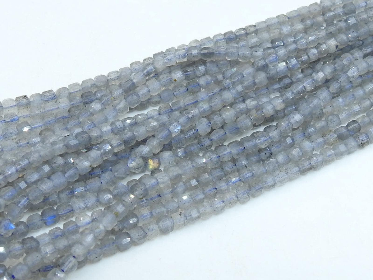 Labradorite Faceted Cube Box Bead-15Inch 4MM Approx-Wholesaler Supplies-New Arrival-Natural Stone PME-CB2