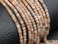 Peach Moonstone Faceted Cube Box Bead-15Inch 4MM Approx-Wholesaler Supplies-New Arrival-Natural Stone PME-CB2