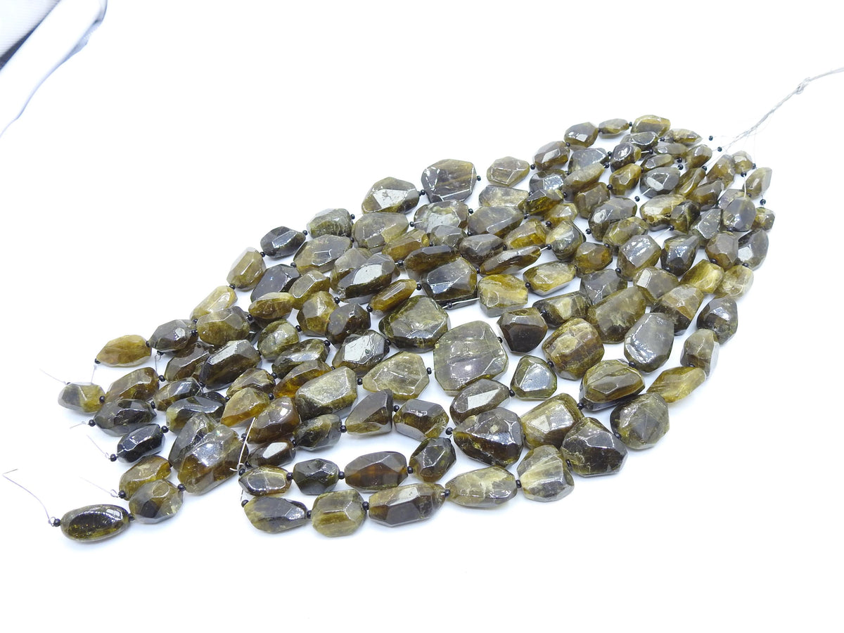 Natural Green Diopside Faceted Tumble Nuggets 8Inch 8-20MM Loose Beads for Jewelry Making Wholesale