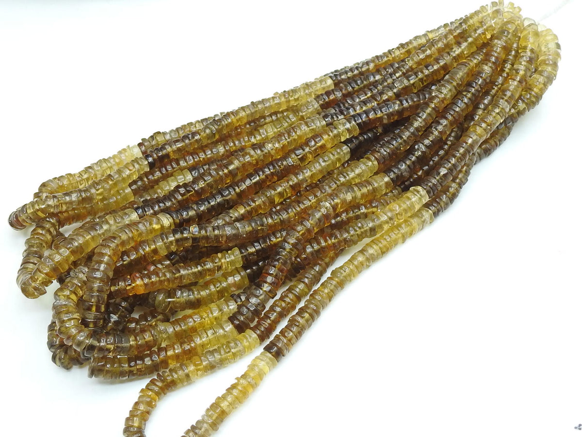 Natural Beer Quartz Smooth Tire Beads Polished Coin Button Wheel 16Inch Gemstone Strand PME-T2