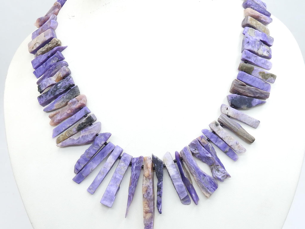 Natural Charoite Matte Polished Rough Stick Beads 16 Inch Strand Purple Raw Stone R6
