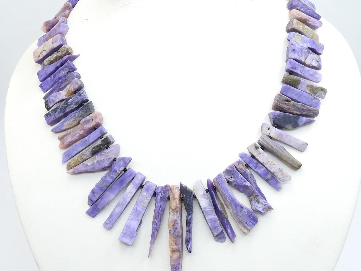 Natural Charoite Matte Polished Rough Stick Beads 16 Inch Strand Purple Raw Stone R6