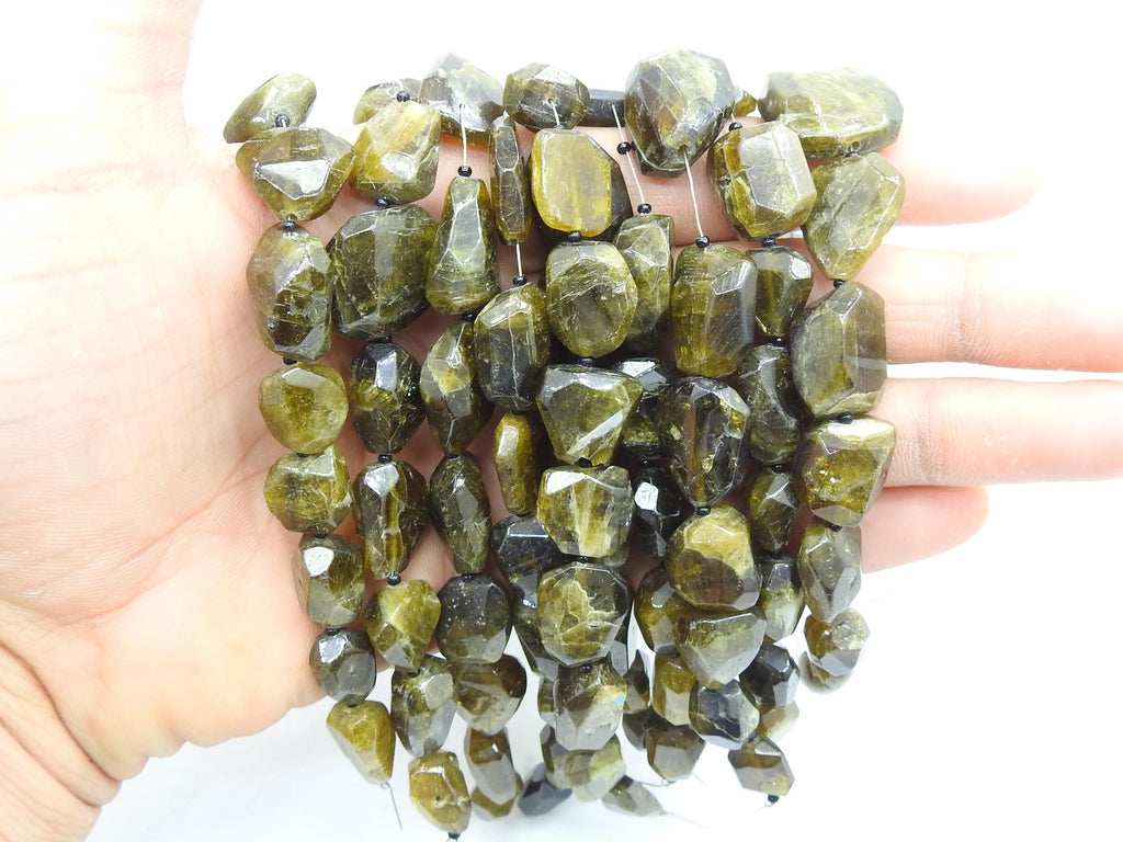 Natural Green Diopside Faceted Tumble Nuggets 8Inch 8-20MM Loose Beads for Jewelry Making Wholesale