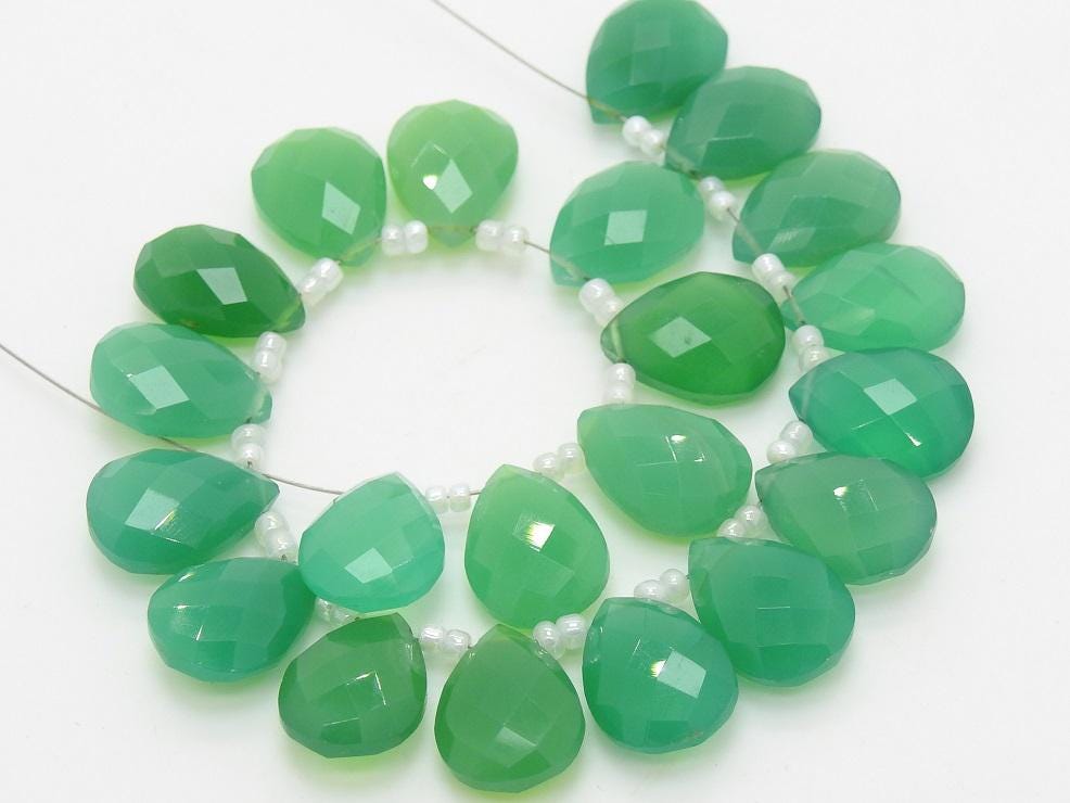 Chalcedony Faceted Teardrop Beads, 10 Piece Lot 14X10MM Loose Gemstone Briolette, Wholesale Jewelry Making Supplies PME-CY1