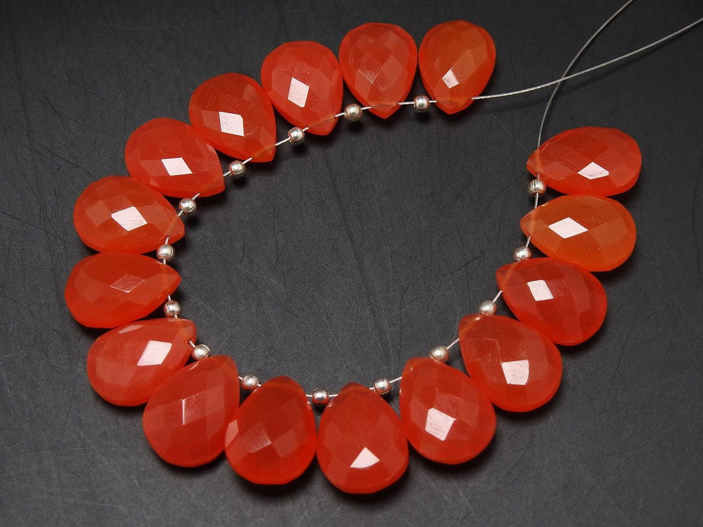 Chalcedony Faceted Teardrop Beads, 10 Piece Lot 14X10MM Loose Gemstone Briolette, Wholesale Jewelry Making Supplies PME-CY1
