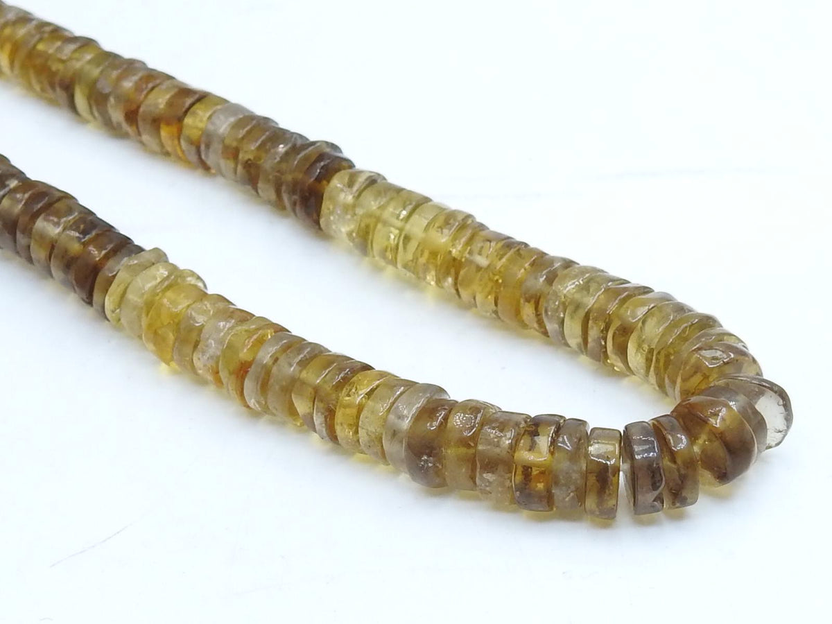 Natural Beer Quartz Smooth Tire Beads Polished Coin Button Wheel 16Inch Gemstone Strand PME-T2