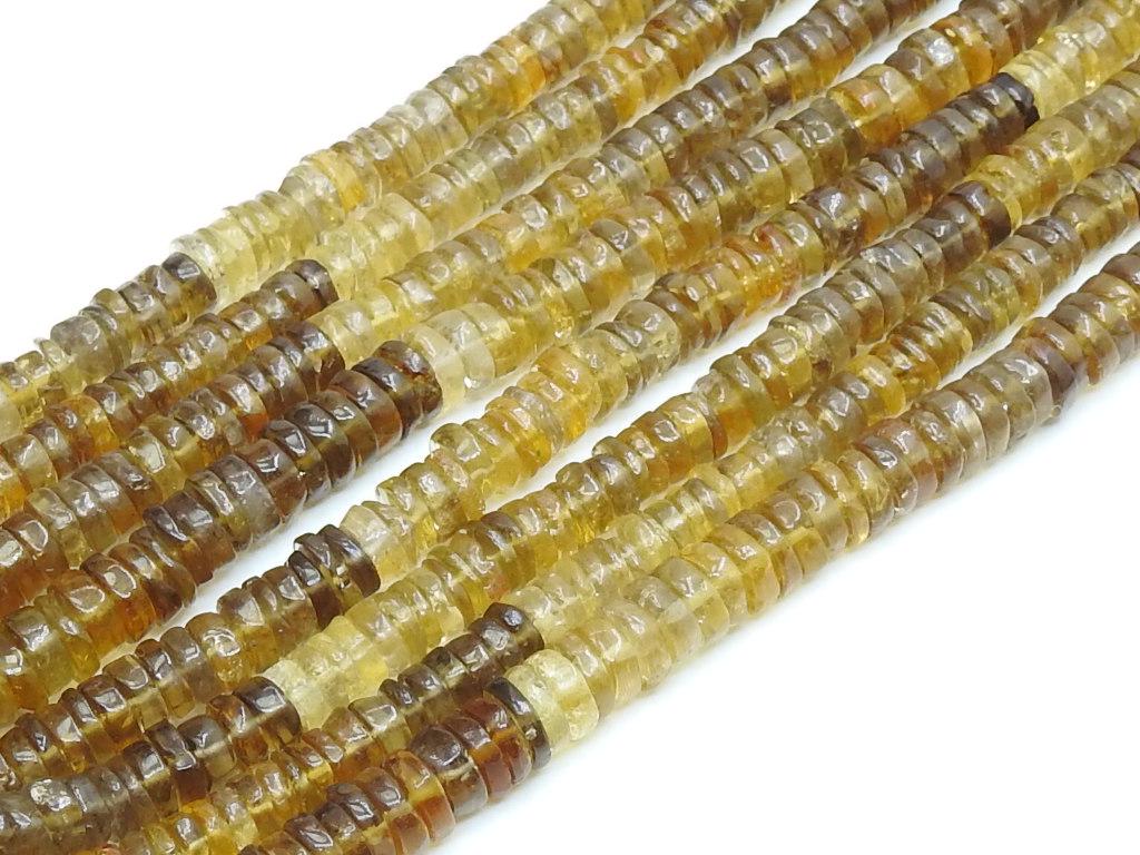 Natural Beer Quartz Smooth Tire Beads Polished Coin Button Wheel 16Inch Gemstone Strand PME-T2